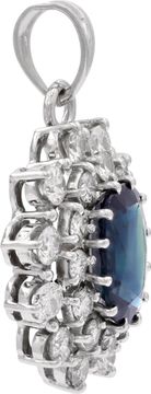 Sapphire and Diamond Pendant Double Halo