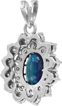 Sapphire and Diamond Pendant Double Halo