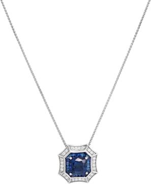 Sapphire and diamond pendant on a 14k white gold chain Sapphire and diamond pendant on a 14k white gold chain
