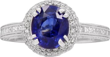 Sapphire and Diamond ring in 18k white gold