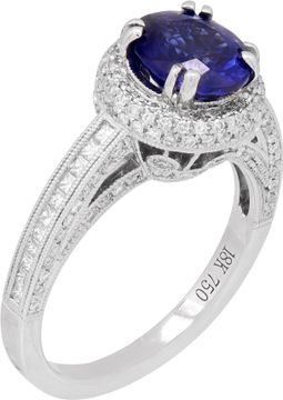 Sapphire and Diamond ring in 18k white gold