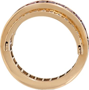 Sapphire and ruby ring with diamond accents in 14k