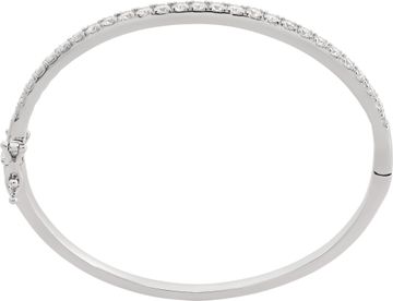 Semi-eternity diamond bangle with 2.00 carats in brilliant round cut diamonds set in 14k white gold