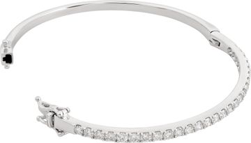 Semi-eternity diamond bangle with 2.00 carats in brilliant round cut diamonds set in 14k white gold