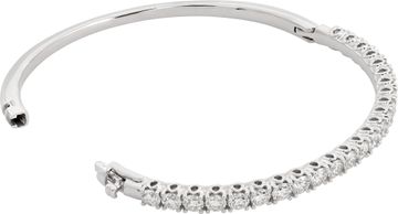 Semi-eternity diamond bangle with 3.85 carats in brilliant round cut diamonds set in 14k white gold