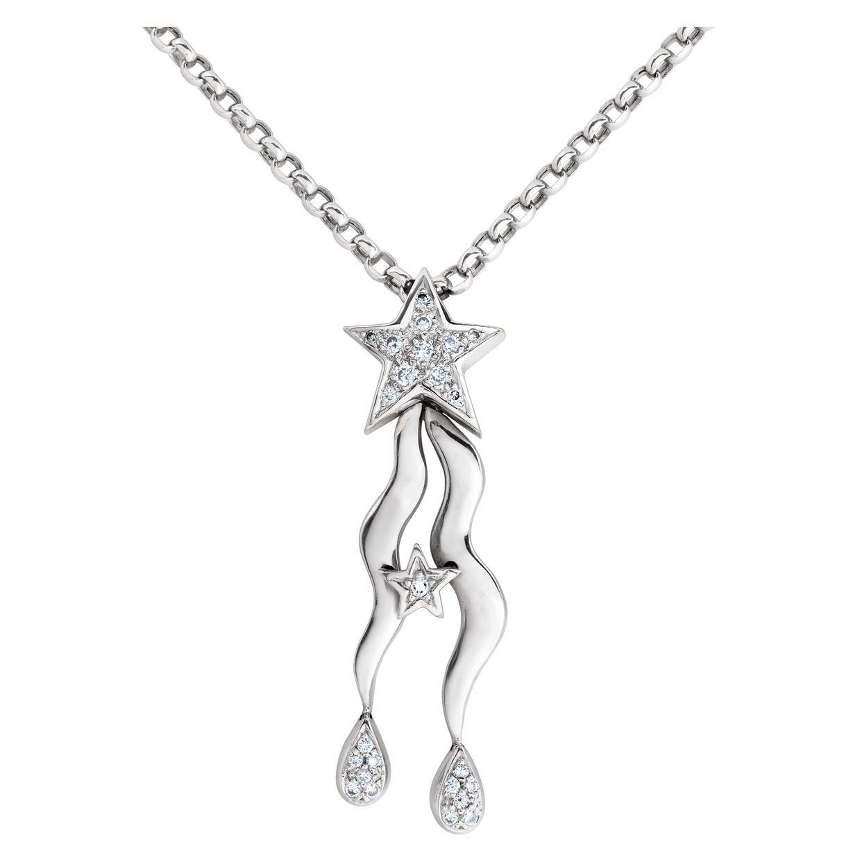 Shooting star diamond pendant with carats in diamonds