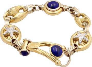 Sidra Cabochon Lapiz and Diamond Starfish Bracelet in 18k yellow gold Sidra Cabochon Lapiz and Diamond Starfish Bracelet in 18k yellow gold Bracelet Collection