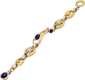 Sidra Cabochon Lapiz and Diamond Starfish Bracelet in 18k yellow gold