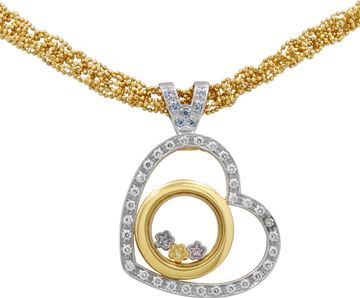 Sidra diamond heart necklace in 18k white and yellow gold