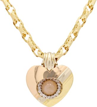 Sidra heart diamond and rose quartz necklace in 18k white, rose and yellow gold Sidra heart diamond and rose quartz necklace in 18k white, rose and yellow gold Necklace Collection