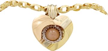 Sidra heart diamond and rose quartz necklace in 18k white, rose and yellow gold