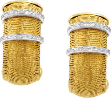 Silk weave earrings in 18k yellow gold Italian made