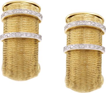 Silk weave earrings in 18k yellow gold Italian made