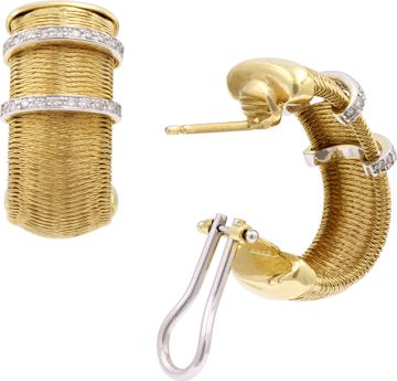 Silk weave earrings in 18k yellow gold Italian made