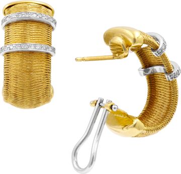 Silk weave earrings in 18k yellow gold Italian made