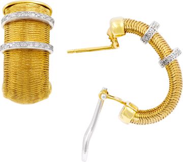 Silk weave earrings in 18k yellow gold Italian made