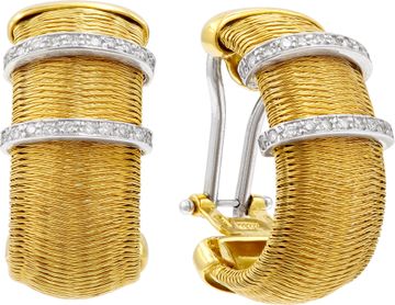 Silk weave earrings in 18k yellow gold Earring Collection