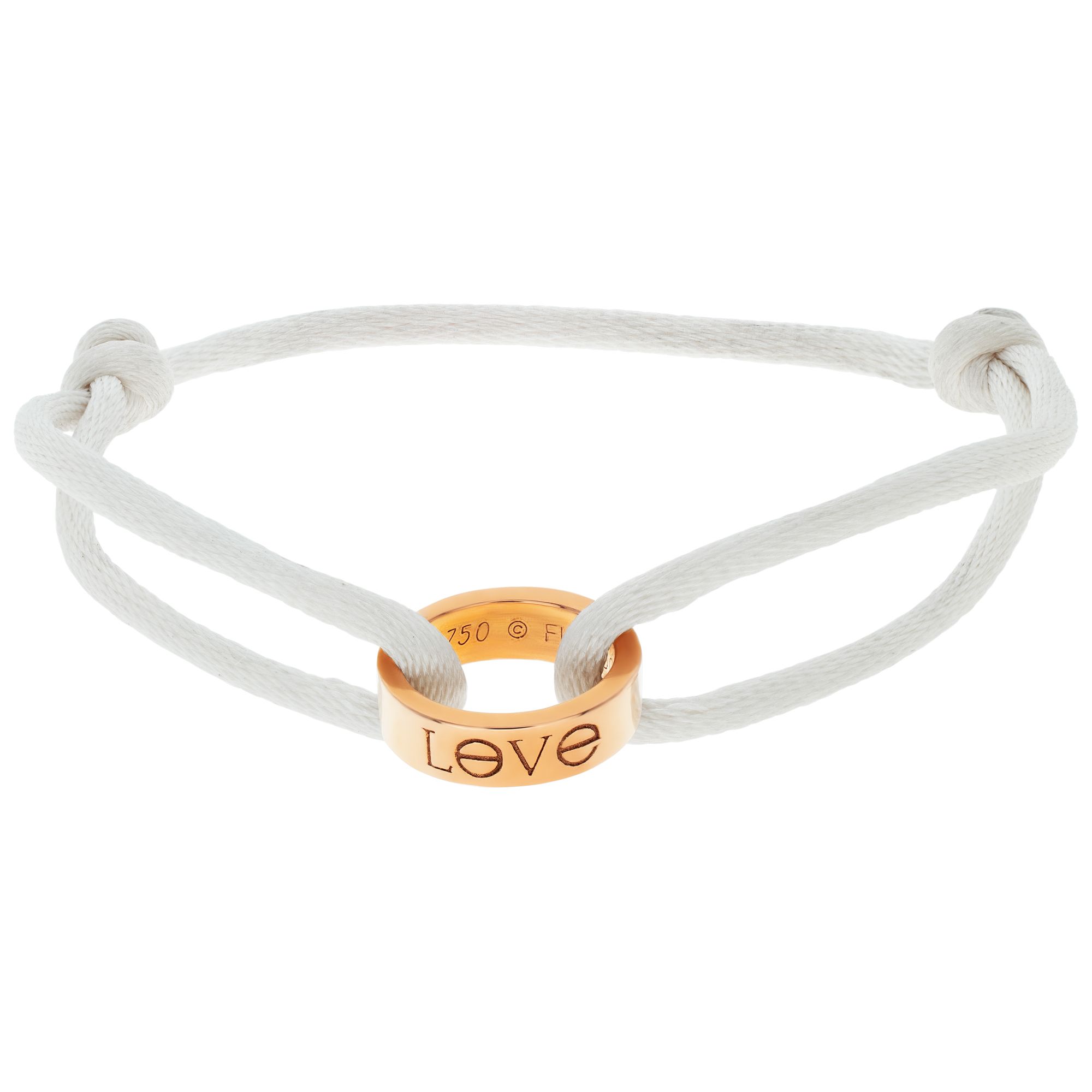 Small Cartier Love silk cord bracelet in 18k rose gold | Gray & Sons