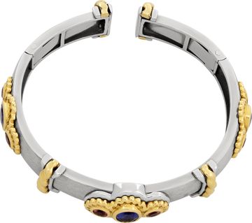 small stainless steel and 18k yellow gold bangle