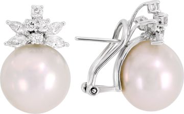 South Sea 15 mm pearl earrings in 18k white gold