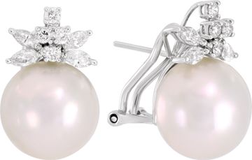 South Sea 15 mm pearl earrings in 18k white gold