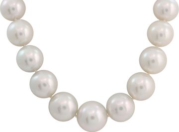 South Sea Pearl necklace with 18k white gold pave diamond clasp. Pearls range from 16mm to 20mm.