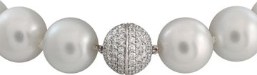 South Sea Pearl necklace with 18k white gold pave diamond clasp. Pearls range from 16mm to 20mm.