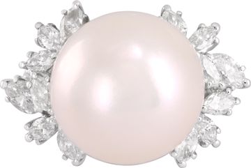 South Sea pearl 15.5 mm ring with diamonds