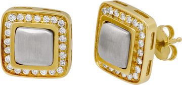 Square earings in 18k yellow gold with diamond pave on cold silver square Square earings in 18k yellow gold with diamond pave on cold silver square Earring Collection