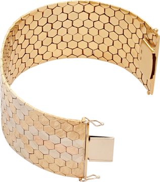 Striking vintage bracelet crafted in 18k yellow, white, and rose gold