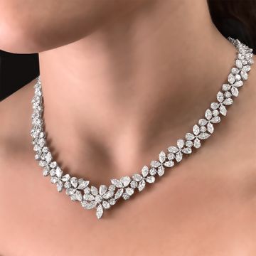 Diamond Necklace,total approx 50 Ct,18k.Marquise,Pear,Round Brilliant diamonds