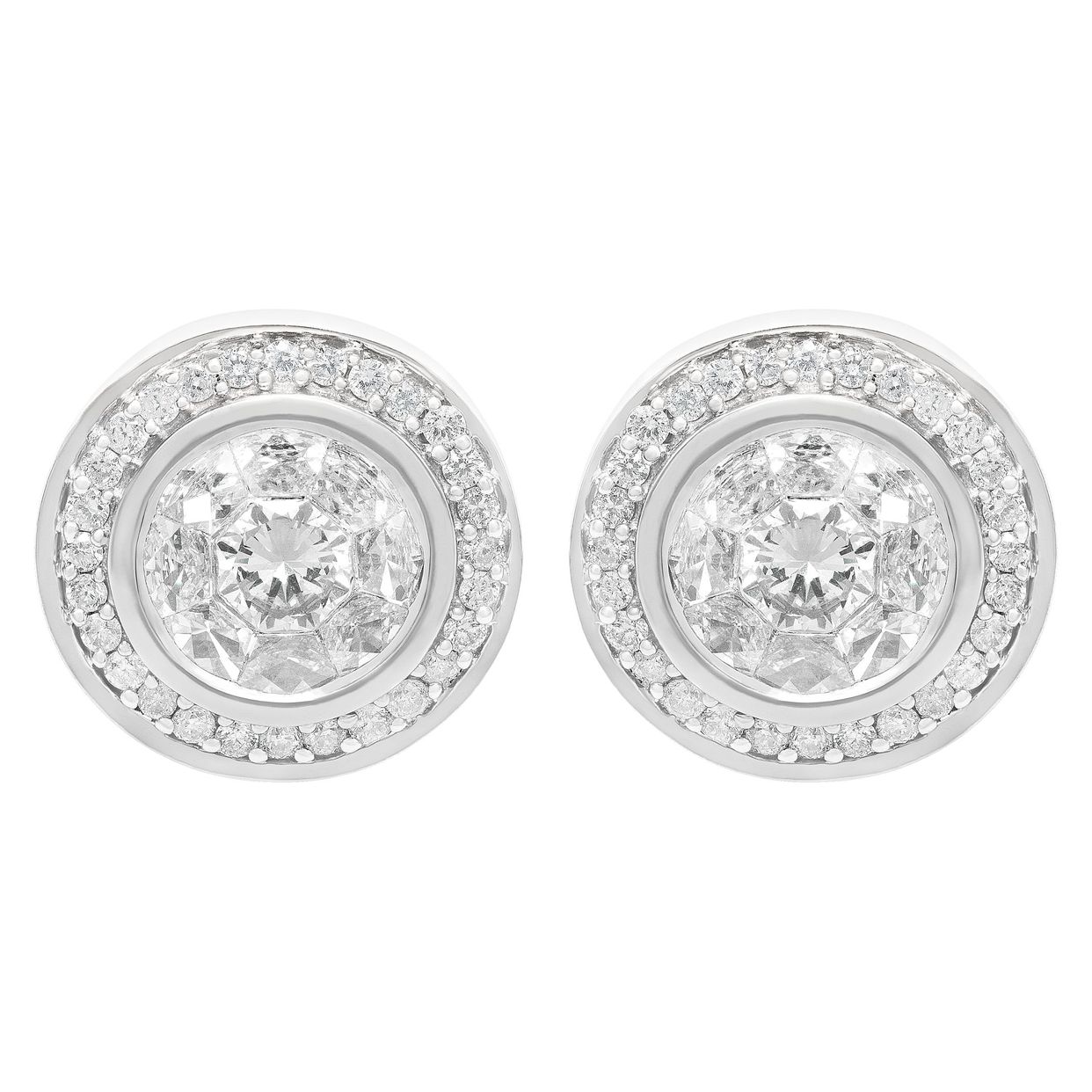 Super sparkling diamond stud earrings 1.06cts ( I-J color, S1