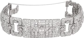 Superb Art Deco style, platinum diamonds bracelet with 26.00 carats diamonds.