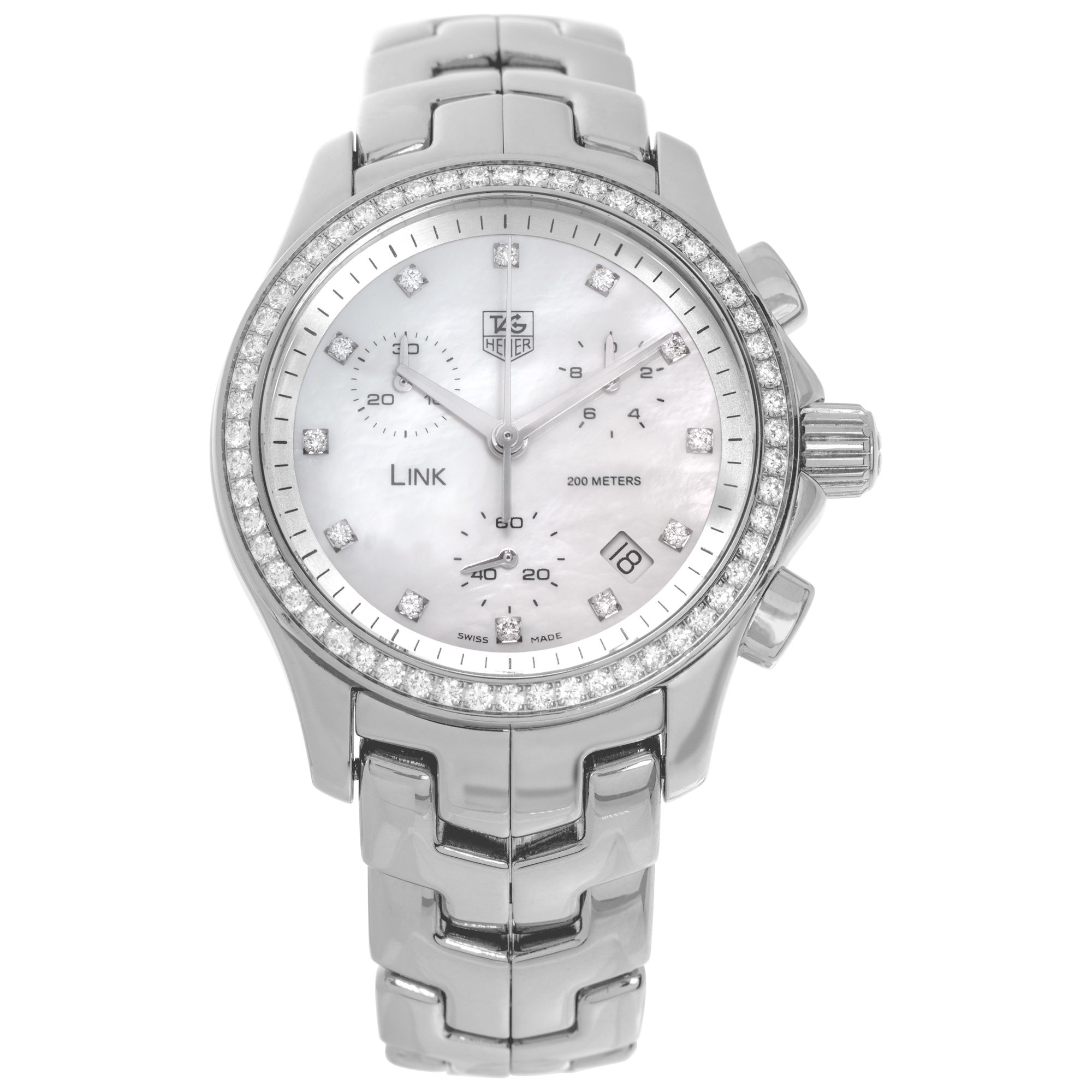 Tag Heuer link chronograph watch with diamonds Tag Heuer Link Chronograph Ladies Diamonds | New York  main image 4