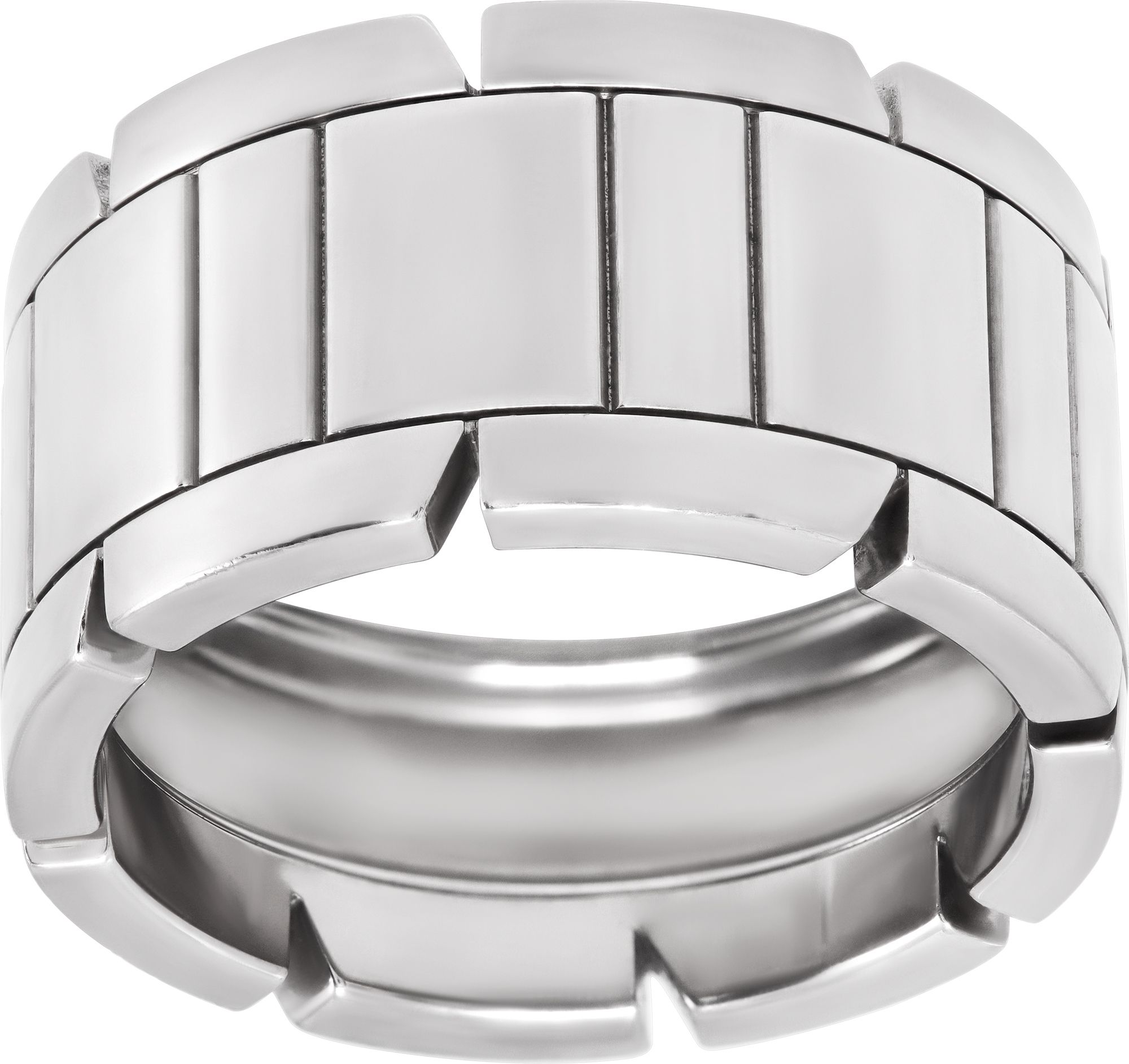 Tank Francaise Ring in 18k White Gold Gray Sons Jewelers