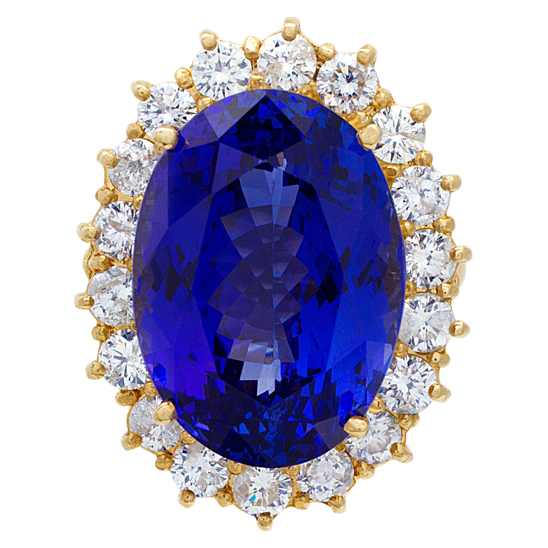 Tanzanite and diamond ring in 14k gold with 25 carats