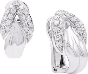 Tear Drop Earrings in 18k white gold with 1 carat of white diamonds Earring Collection