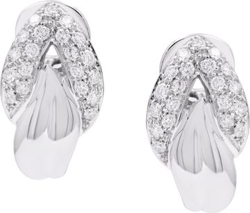 Tear Drop Earrings in 18k white gold with 1 carat of white diamonds