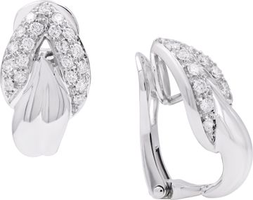Tear Drop Earrings in 18k white gold with 1 carat of white diamonds
