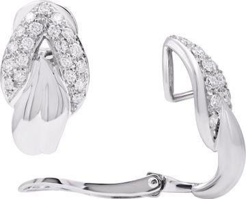 Tear Drop Earrings in 18k white gold with 1 carat of white diamonds