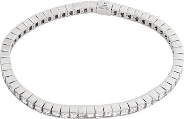Tennis bracelet in 18k white gold carre cut diamonds