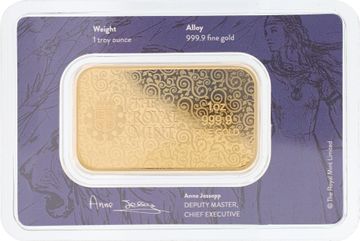 The Royal Mint 1 oz bar of 999.9 fine gold