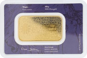 The Royal Mint 1 oz bar of 999.9 fine gold