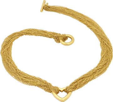 Tiffany & Co. 18k yellow gold multistrand heart toggle necklace