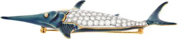 Tiffany & Co. diamond & enamel Swordfish brooch