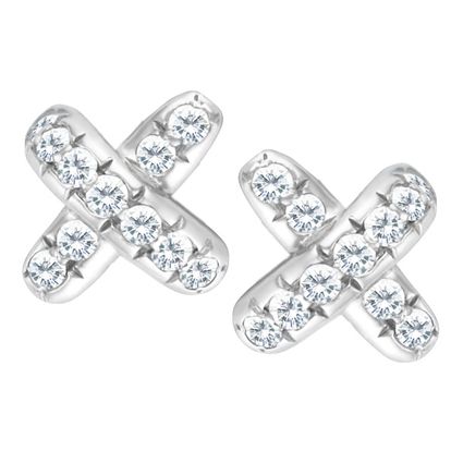Tiffany & Co_ピアス_White Gold with diamonds 0.09 ct Tiffany & Co. diamond platinum X earrings | Gray & Sons Jewelers