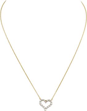 Tiffany & Co diamond small heart pendant in 18k yellow gold with approximately 0.80 carats in round diamonds.