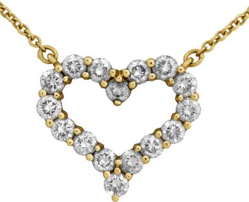 Tiffany & Co diamond small heart pendant in 18k yellow gold with approximately 0.80 carats in round diamonds.