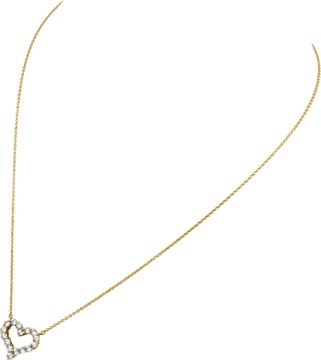 Tiffany & Co diamond small heart pendant in 18k yellow gold with approximately 0.80 carats in round diamonds.