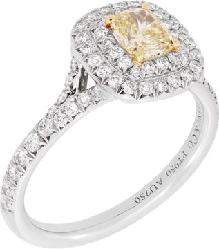 Tiffany & Co. Fancy Yellow diamond engagement ring 0.54 carat cushion cut diamond